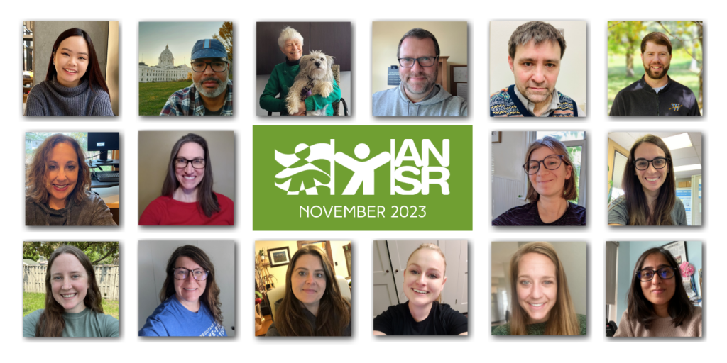 Collage of 16 square photos of ANSR staff members. In the middle, a green box contains a white ANSR logo and white text that reads: "November 2023."